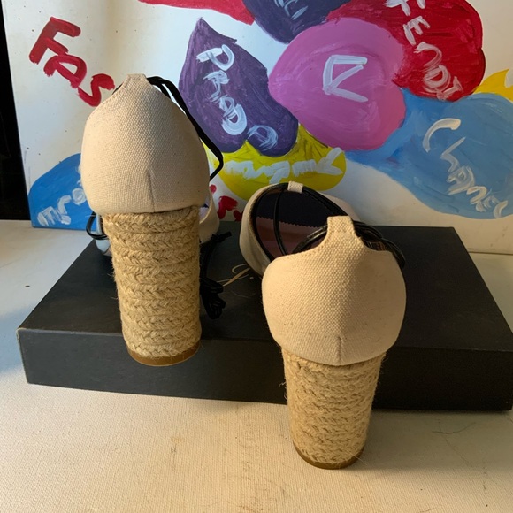 J Crew Linen Espadrille  Block Heel size 12 - Picture 3 of 4